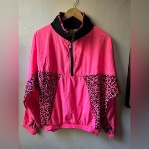 SHELL SHOCK Vintage 80s 90s Neon Pink Windbreaker Sportswear Jacket